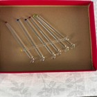 1960s Glass Cocktail Swizzle Sticks  Set Of 7 Colored Glass Tip Drink Stirrers
