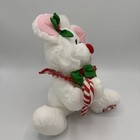 Vintage Puffalumps White Christmas Mouse Plush W candy Cane Fisher Price 1987