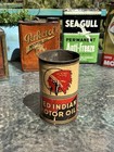 Vintage Red Indian Motor Oil Can Chief Graphic 1 Quart Gas Mccoll Frontenac