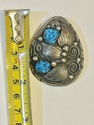 Vtg Old Pawn Native American Navajo Sterling Crushed Turquoise Pendant 18g