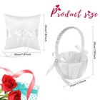 2 Flower Girl Baskets And Ring Bearer Pillow Set  White Satin Bowknot Flower    