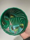Talavera Mexican Pottery Footed Bowl Bird Green Hand Painted