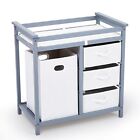 Baby Changing Table  Infant Diaper Changing Station Dresser With Laundry Hamper