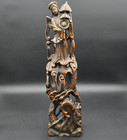 Hand Carved Chinese Kwan Yin On Dragon Statue Wooden Sculpture Figurine 18  Tall