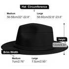 Kujuha Women Men Wide Brim Fedora Hat Black red Small-medium
