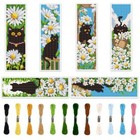  6 Pcs Cross Stitch Bookmark Kit For Beginner Adults  Cat And Daisy Stamped 