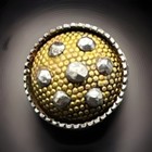 Unusual Gold Brass Tone Metal Antique Vintage Button Textured 1 Piece