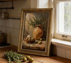 Vintage Gold Framed Canvas Wall Art Rustic Farmhouse 11 l X 9 w  Retro Jar