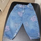 Vtg 80s Oshkosh B   gosh All Over Faded Bears   Hearts Blue Jeans Baby Toddler 3t