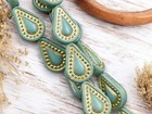 14x10mm Gold Washed Opaque Turquoise Filigree Tear Drop Czech Glass Beads 8 Bead