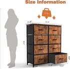 Brown 8 Drawers Dresser For Bedroom Chest Organizer Storage With Fabric Bins