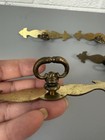 4 Vintage  Venetian Bronze Mock Key   Brass Backplates Cabinet Drawer Pulls