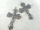 Antique Silver Plated Shabby Floral Religious Spoon Cross Pendants Q2