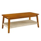 Mid-century Modern Coffee Table Living Room Sofa Table With Woven Storage Shelf