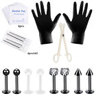 19pcs Body Piercing Tools Kit 16g Stainless Steel Ear Lip Studs Needles Diy Set