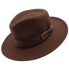 Mens Womens 100  Wool Felt Fedora Trilby Hat Wide Brim Crushable Bow Band
