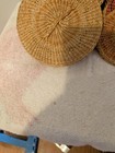 8 Small Round Woven Wicker Coaters Including Storage Basket  W  Lid Multicolor