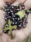Amazing Vintage Amethyst Rosary 2 Pieces Religious Catholic Medal Crucifix  d