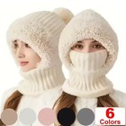 3 In 1 Womens Knit Beanie Hat Fleece Lined Winter Scarf Mask Set Snow Caps Gifts