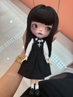 Custom Blythe Style Doll Black Wig Bear Hat 19 Joint Body Ooak Collectible Gift