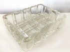 Vintage Art Deco Style Square Geometric Two-sided Heavy Glass Ashtray 6x4x1 5 