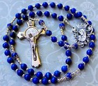 Beautiful   Durable Lapis Lazuli Gemstone Catholic Rosary With Silver Crucifix