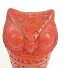 Red Cinnabar Owl Trinket Box W  Enamel Interior Vintage 5 5  Tall Carved Chinese