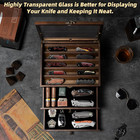 Knife Display Case  Knife Collection Display Holder With Glass Lid  3-layer Wood
