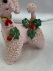Vintage Kitsch Napco 4r-3887 Pink Poodle Spaghetti Trim Holly Berry Standing