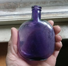 1880s Amethyst 4 1 2  Small Size Pumpkinseed Pocket Whiskey Flask Privy Dug