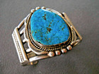 D  Begay Native American Navajo Morenci Turquoise Sterling Silver Cuff Bracelet