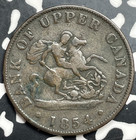 1854 Bank Of Upper Canada Half Penny 1 2 Penny Token Lot t9868