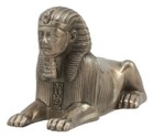 Small Bronze Metal Colored Egyptian Style Sphinx Figurine Statue
