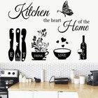 Kitchen Wall Stickers - The Heart Of Home Quotes Decals  Vinyl Black 