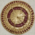 9  Woven Straw Wicker Round Kitchen Trivet Boho Circles Starburst Maroon Beige