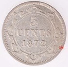 1872h Newfoundland 5 Cents - F vf - Cleaned Lot 18525