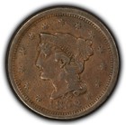 1852 1c Braided Hair Large Cent - Brothel Token - Sku-y6431