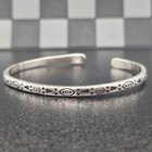 Tuarleg Silver Bangle Tribal Pattern Adjustable Stainless Steel Unisex