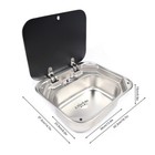 Rv Caravan Camper Sink Stainless Steel Hand Wash Basin   Glass Lid   Faucet