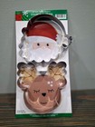 Santa Reindeer Cookie Cutters Set Of 2 Metal 5 X 5 Inch Each