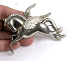 Huge Vtg Greek Mythology Pegasus Flying Horse Silver Pot Metal Brooch 3 5 