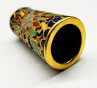 Vintage Cloisonne Enameled Thimble Brass Tall Oriental Floral Design
