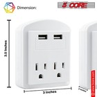 5 Core European Travel Plug Adapter  International Power Plug Surge Protector
