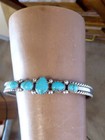 Vintage Navajo Signed T  Spencer Turquoise Sterling Silver Cuff Bracelet