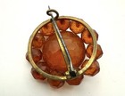 Victorian Carved Faceted Butterscotch Real Amber Brooch Pin Atq Vtg 1890s J134