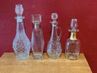 Vintage Clear Crystal Decanters Liquor Bottle   Stoppers Cut Glass Lot Of 4