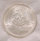 1950 Mo Mexico 5 Pesos Ferrocarril Silver Coin Southern Railroad Bu