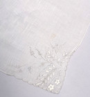 Vintage White Linen Handkerchief Hankie Embroidered Wedding 13  X 13 