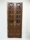 Stained Glass Double Doors  31 5x79 5  Carved Wood  Leaded Architectural Pair