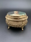 Antique French Look Oval Gold Gilded Trinket Jewelry Box Victorian Music Box